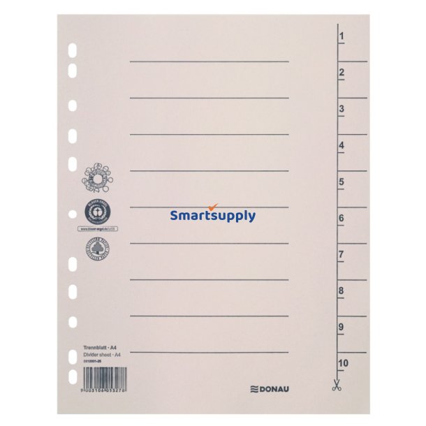 Faneblade 1-10 lys brun karton A4 - 100 stk