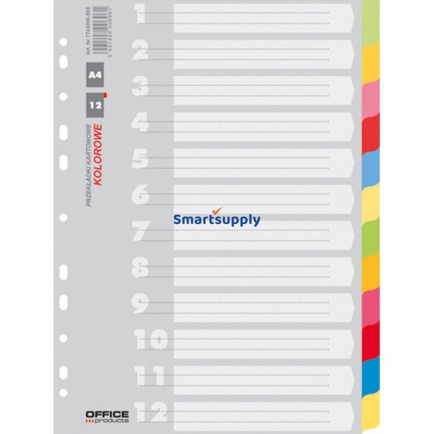 Faneblade 1-12 ass. farver karton A4 - 20 stk