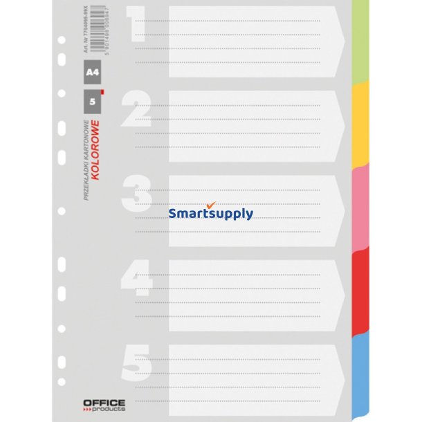 Faneblade 1-5 ass. farver karton A4 - 50 stk