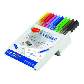Fineliner st 10 farver tuscher 0,4 mm foldbar ske