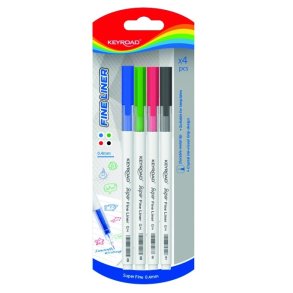 Fineliner st med 4 farver tuscher 0,4 mm blisterpakke