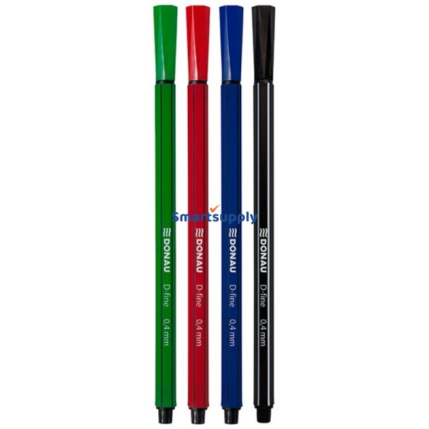 Fineliner s�t med 4 farver tuscher 0,4 mm