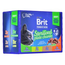 BRIT Premium Cat Sterilised Plate - vdfoder til katte - 12x100g