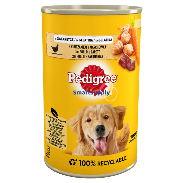 Pedigree med kylling og gulerdder i gel 400g