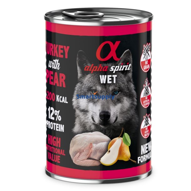 ALPHA SPIRIT WET Kalkun med pre - vdfoder til hunde - 400g