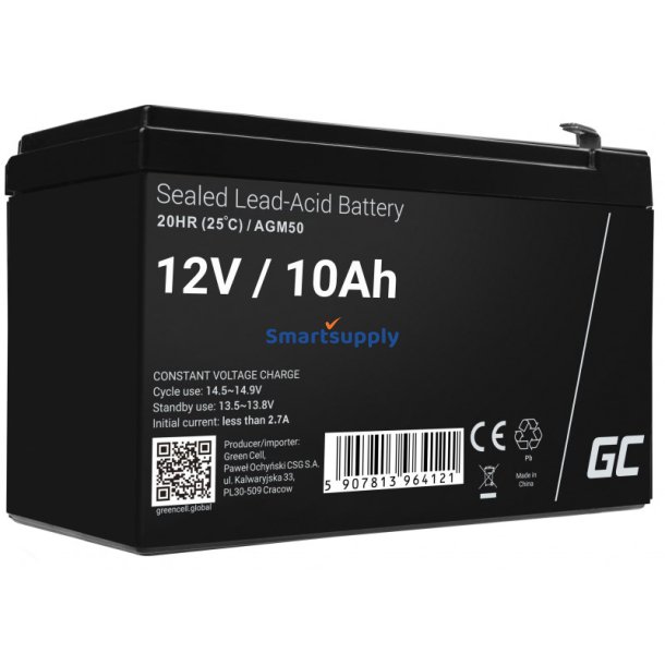 Green Cell Agm50 Ups Batteri VRLA Agm 12V 10 Ah