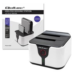 Qoltec 50309 HDD SSD 2,5" 3,5" dockingstation | SATA III | USB 3.0 | Super hastighed 5 Gb/s | med kloningsfunktion