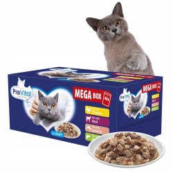 PREVITAL Mega Box Veal, salmon, liver, chicken - vd kattefoder - 40X100g