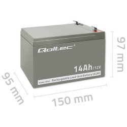 Qoltec 53045 AGM-batteri | 12V | 14Ah