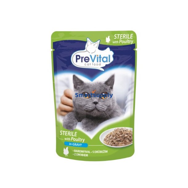 PREVITAL Cat Food Sterile Fjerkr i sovs - vdfoder til katte - pose 100 g