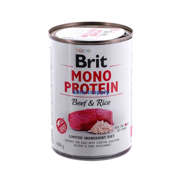 Brit Mono Protein Oksekd &amp; Ris - Vdfoder Til Hunde - 400G