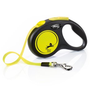 Flexi New NEON 5 m Sort, Gul Hund Fleksibel hundesnor
