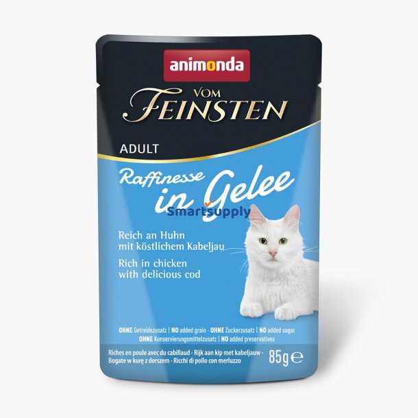 Animonda Vom Feinsten Adult Raffinesse I Gel&eacute; Rig P Kylling Med Torsk - Vdfoder Til Katte - 85 G