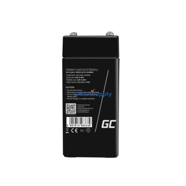 Green Cell Agm36 Ups Batteri VRLA Agm 4V 4,5 Ah
