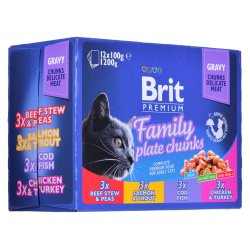 BRIT Cat Pouches Family Plate - vdfoder til katte - 12 x 100g
