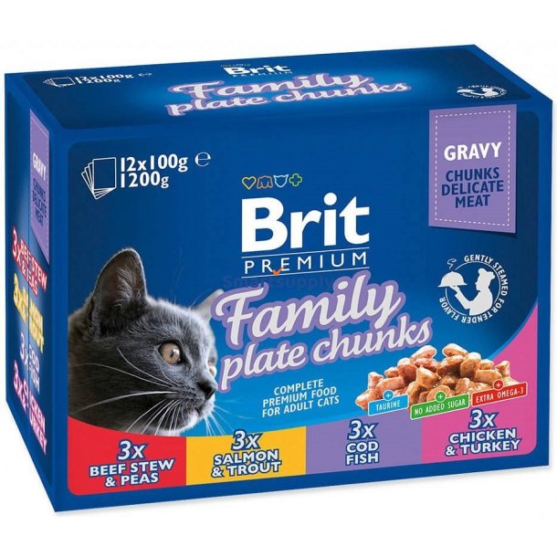 Brit Cat Pouches Family Tallerken - Vdfoder Til Katte - 12 X 100G