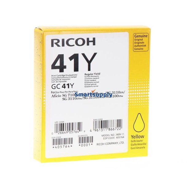 Ricoh GC41Y Gul blkpatron 2.200 sider original
