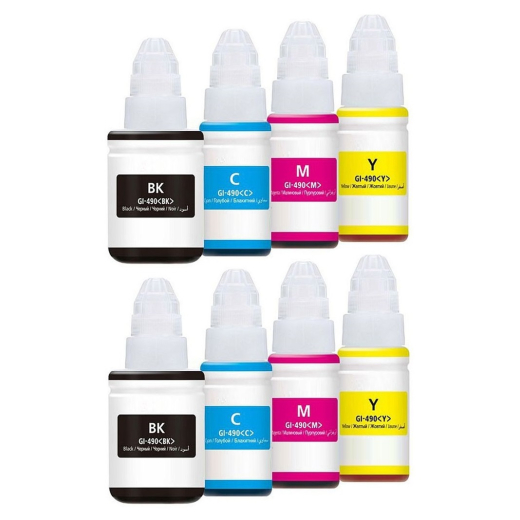 Canon GI-490 BCMY bl�krefill 8 stk 690ml kompatibel rabatpakke
