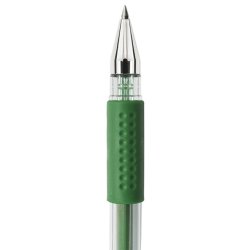 Gel ballpoint pen gr�n gummigreb 0,25mm - 12 stk