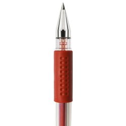 Gel ballpoint pen r�d gummigreb 0,25mm - 12 stk