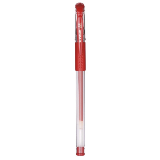 Gel ballpoint pen r�d gummigreb 0,25mm - 12 stk