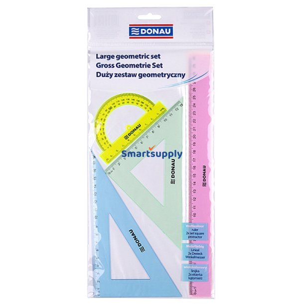 Geometrist 4 dele mix farver plast 30 cm