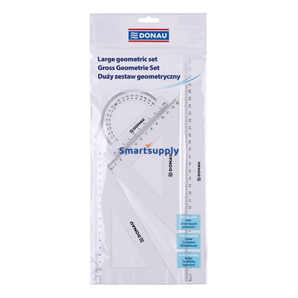 Geometrist 4 dele transparent plast 30 cm