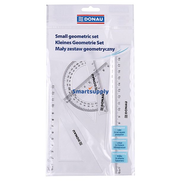 Geometrist 4 dele transparent plast 20 cm