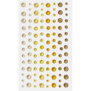 Mix Gul rhinsten m. selvklbende bagside 3-6mm, 104 stk.