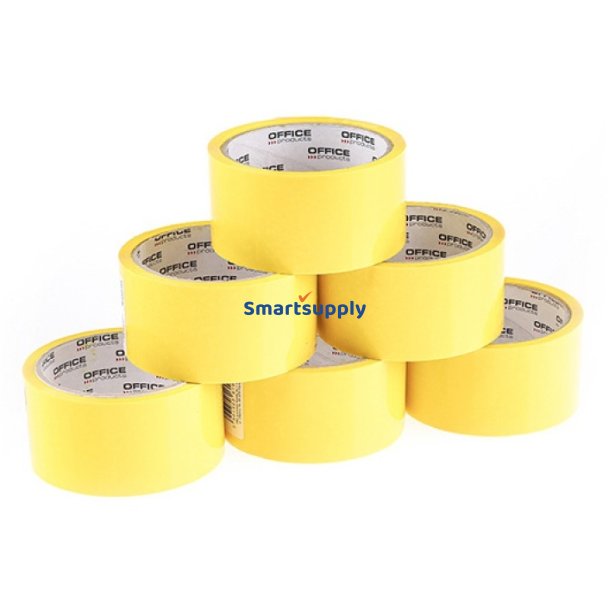Gul pakketape strk og stjsvag 48 mm x 46 m - 6 stk