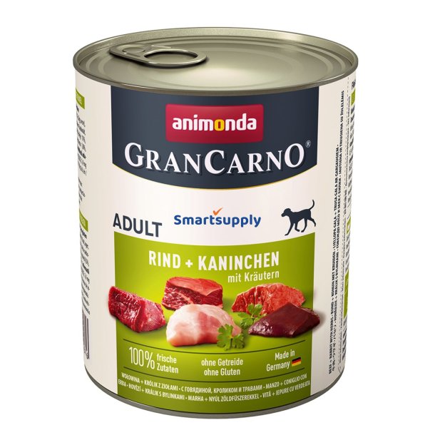 Animonda Grancarno Voksen Oksekd, Kanin Og Urter - Vdfoder Til Hunde - 800G