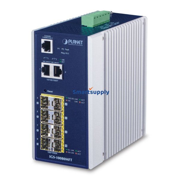 PLANET IGS-10080MFT netvrksswitch Administreret Gigabit Ethernet (10/100/1000) Bl, Hvid