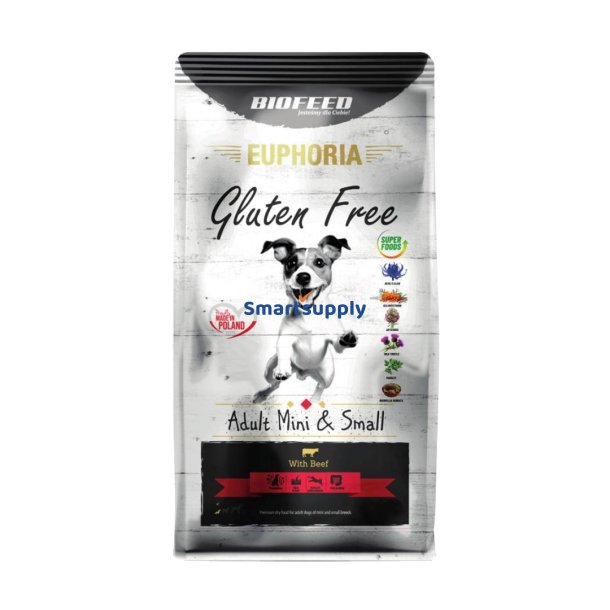 Biofeed Euphoria Glutenfri Voksen Mini &amp; Lille Oksekd - Trfoder Til Hunde - 12 Kg