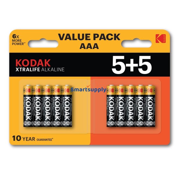 Kodak Xtralife Alkaline Aaa-Batteri 10 (5+5-Pak)