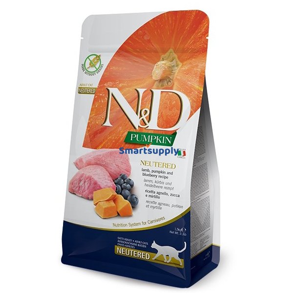 Farmina N &amp; D Katte Grskin Lam &amp; Blbr Voksen Trt Kattefoder - 300G