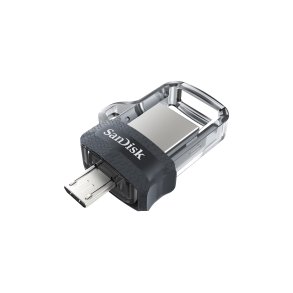 SanDisk Ultra Dual m3.0 USB-ngle 32 GB USB Type-A / Micro-USB 3.2 Gen 1 (3.1 Gen 1) Sort, Slv, Transparent