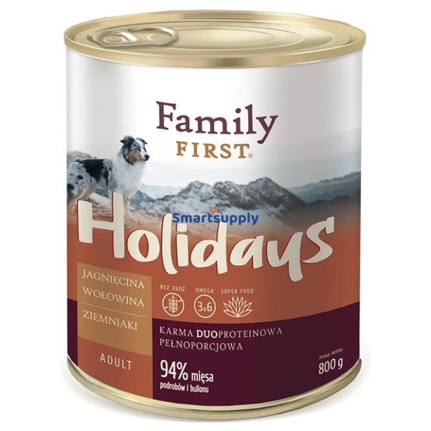 Family First Holidays Voksen Lam, Oksekd, Kartoffel - Vdfoder Til Hunde - 800 G