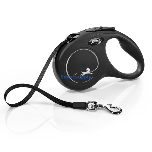 Flexi New Classic 5 M Black Dog Optrkkelig Snor