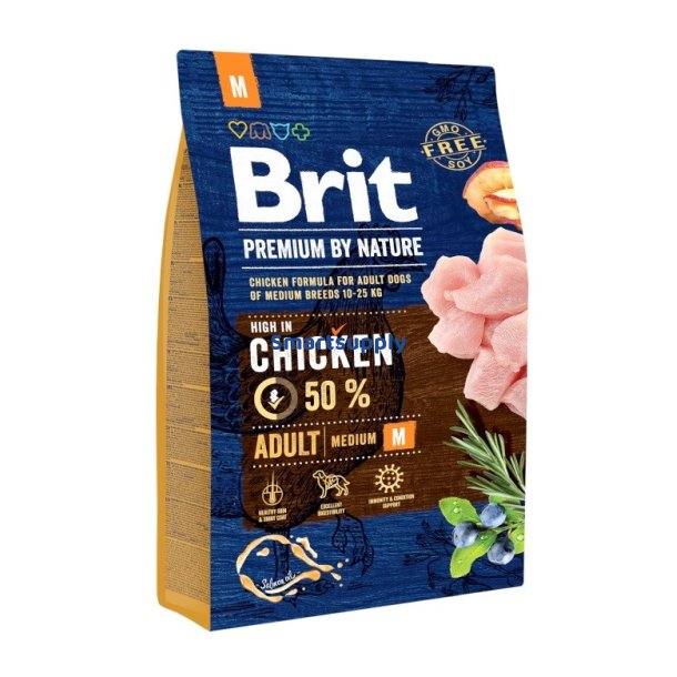 Brit Premium By Nature Adult M Kylling - Trfoder Til Hunde - 3 Kg