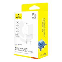 Baseus P10110909213-00 USB-C GaN5 mini 25W netoplader Hvid