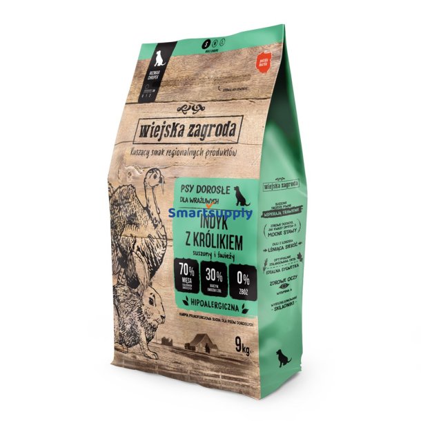 Wiejska Zagroda Kalkun Med Rabbit S  Trfoder Til Hunde  9 Kg