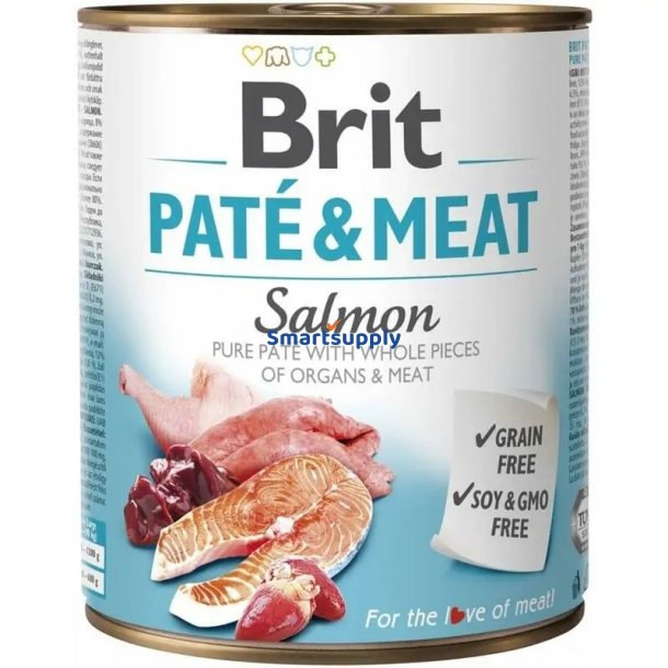 Brit Pat&eacute; &amp; Meat Laks - Vdfoder Til Hunde - 800G