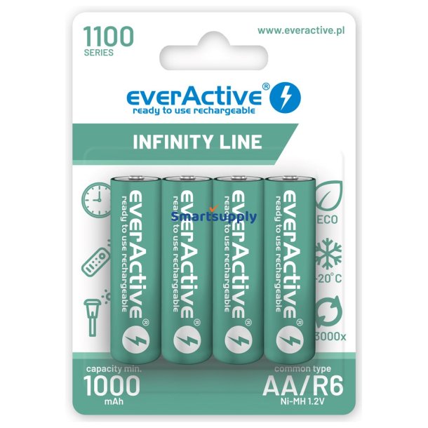 Genopladelige Batterier Everactive Ni-Mh R6 Aa 1100 mAh Infinity Line - 4 Stk