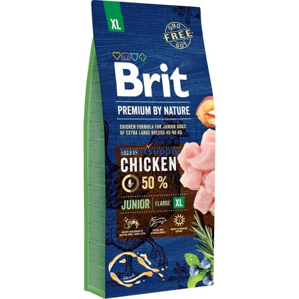 Brit Premium By Nature Junior Xl Kylling - Trfoder Til Hunde - 15 Kg
