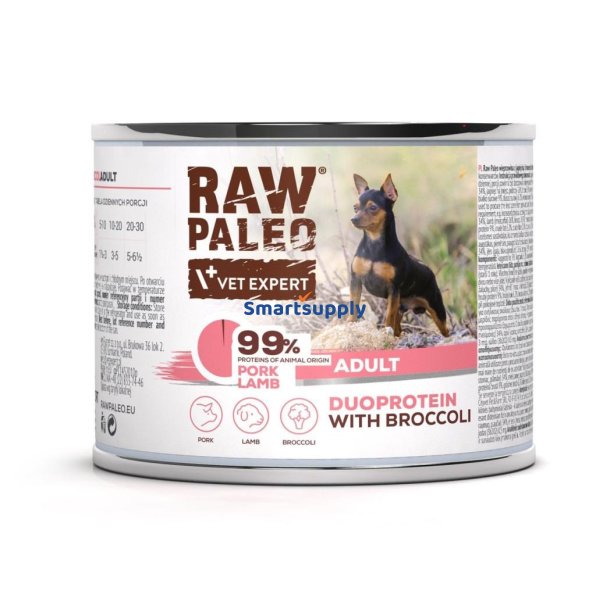 RAW PALEO Duoprotein Pork & Lamb Adult - vdfoder til hunde - 200g