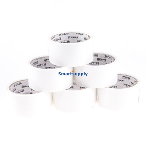 Hvid pakketape strk og stjsvag 48 mm x 46 m - 6 stk