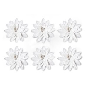 Hvide dahlia papirblomster selvklbende 3cm, 6 stk.