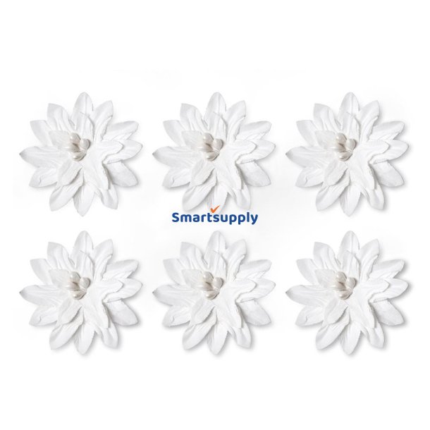 Hvide dahlia papirblomster selvkl�bende 3cm, 6 stk.