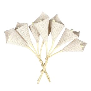 Hvide stof dekorationsblomster 8 stk.