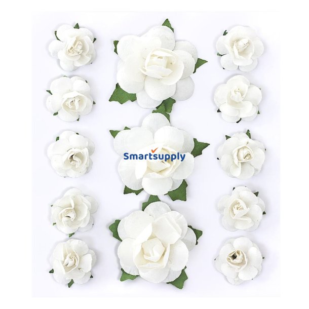 Hvide rosenknopper selvkl�bende 1-3cm, 13 stk.